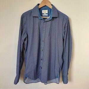 Ted Baker Endurance Slim Fit Cotton Button Down Dress Shirt Blue Size 16.5"